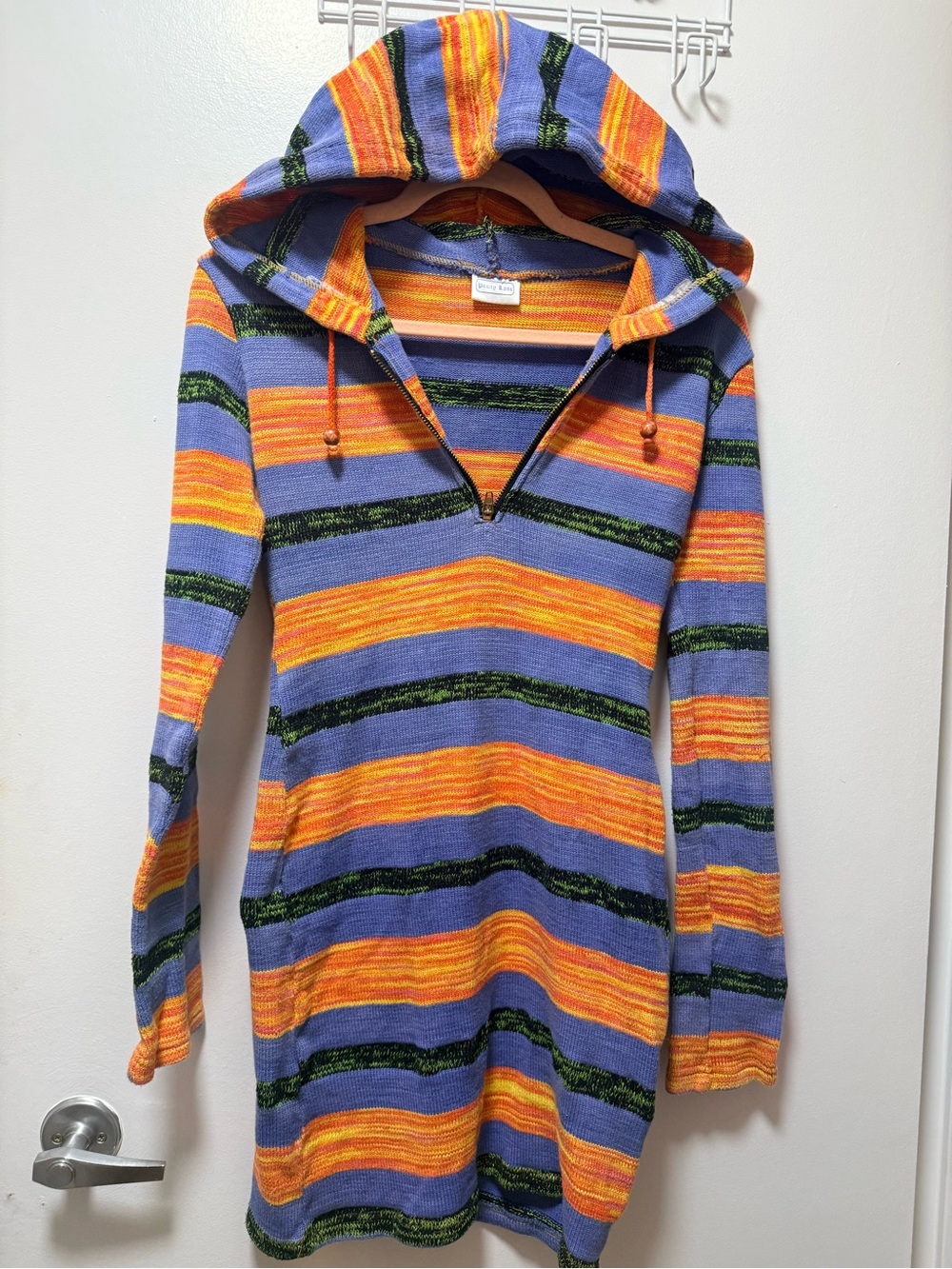 Penny Lane Striped Hooded Long Sleeve Dress